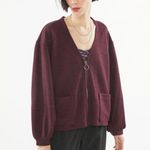 Urban Outfitters  Jaime oversized zip up cardigan size medium maroon Photo 0