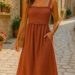 a.n.a NWTs . Smocked Maxi Dress Pockets Ruffle Cottagecore Feminine Prairie Boho Photo 1