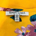 Speed Limit Floral Print Blouse Gold Yellow Short Sleeve Size Plus Photo 4