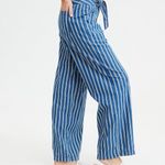 American Eagle Blue White Striped Palazzo Pants High Waist Wide Leg Size 8 Long Photo 2