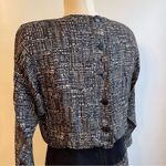 Kay Unger Vintage 1990s St. Gillian Silk & Suede Blouson Dress 10 Black & Cream Photo 4