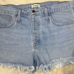 Madewell Denim Shorts Womens SIZE 33 Blue Cut Off High Waist Relaxed Fit Faded Photo 0