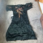 Vintage Post WWII Dragon Embroidered Sheer Silk Robe SIZE S Black Photo 9