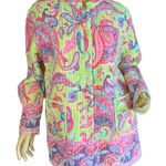 La Cera PINK & GREEN PAISLEY PRINT QUILTED REVERSIBLE JACKET (L) Photo 0