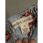 New York Laundry  Blue Red Floral Print Bell 3/4 Sleeve Scoop Neck Top 1X Photo 3