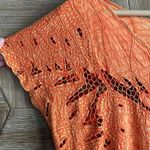 Indah Womens Crochet Top Sz S/M Orange Butterfly Cut Out Boho Photo 2