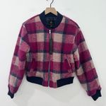 House Of Harlow 1960 Women's Plaid Wool Blend Quilted Lined Bomber Jacket Medium Pink Photo 0