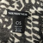 Who What Wear Black & White Floral Print Oversized Fringe Trim Scarf Photo 3