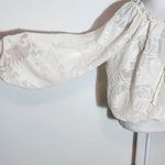 Peach Cream Cropped Sheer Blouse with Full Sleeves Size XL Cream Boho Top Photo 5