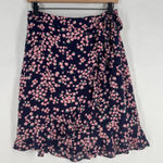 Draper James RSVP Wrap Skirt Womens Medium Blue Pink Floral Lined Ruffle Hem Photo 0