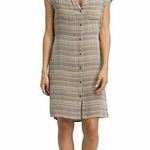 prAna New Womens NWT S Buenos Dias Dress Buttons Cargo Green Brown Organic Strip Photo 0