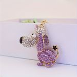 Source Unknown Cute Fashion Dog Keychain with Long Ears and Violet Rhinestones Bag Charm Photo 0