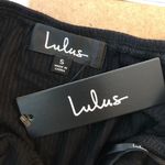 Lulus Romantic Inclination Black Ribbed Knit Puff Sleeve Bodysuit Stretch S Photo 3