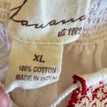 Savana White Red Embroidered Ethnic Festival Long Sleeves Top SZ M #2490 White Photo 9