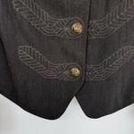 CAbi  Military Blazer Jacket Womens 10 Gray Embroidered Polyester Metal Buttons Photo 4
