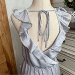Show Me Your Mumu Boho Silver Satin Wedding Guest Samantha Wrap Ruffle Dress Photo 7