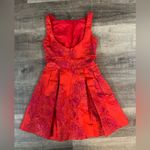 THEIA jacquard floral print mini fit and flare dress Red Size 2 Photo 1