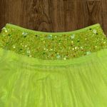 Basil & Maude Lime Green Beaded Waist Midi Skirt Photo 1