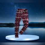 LuLaRoe Stamp Leggings OS Red/blue Floral HTF Rare One size Spandex Polyester Photo 3