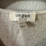 Umgee  Beige Linen Blend Cropped Jumpsuit Drawstring Waist Pockets Size Large Photo 6