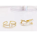 Boutique NEW Dainty Women's 14k Gold Filled‎ Bar Pearl Ring, Adjustable Photo 1