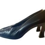 via spiga Heels Vintage Black Leather Elongated Square Toe Pump Womens Size 11AA Photo 4