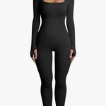 Cream Ribbed Long Sleeve Jumpsuit Size XL Photo 3