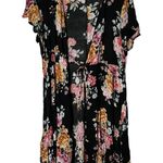 Torrid  Black Floral Crepe Tie Waist Kimono Size 1X Plus Size 16997835 Photo 1