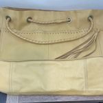 Free People Womens Jolene Cow Leather Fringe Woven Strap Tote Handbag Yellow Tan Photo 6