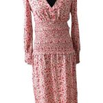 Nordstrom AFRM Floral Smocked Pink v-neck feminine shirred midi maxi dress Photo 2