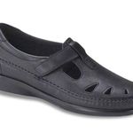 SAS Roamer womens black leather velcro strap loafers size 9.5W B18B Photo 0