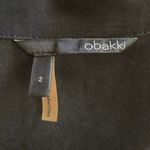 Obakki Size 2 US S Black Silk Collared Bodysuit Sleeveless Snap Front Photo 2
