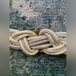 Vintage 80s deadstock pearl and gold buckle braided belt, size M/L Photo 5