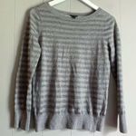 Talbots  Petites Metallic Silver Striped Knit Pullover Pure Italian Marino MP Photo 0