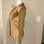 Harold's Faux Suede Knit Jacket Faux Fur Collar Acrylic Polyester size Small tan Photo 4