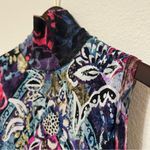 FUZZI floral print stretchy tulle mesh turtleneck, sleeveless, cropped top sz XL Photo 5