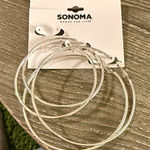 Sonoma  Shiny Silver Hoop Earrings Set of Two Photo 0