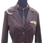 Cache  Brown Cotton Suede Removable Belt Leather Trim Jacket Top Stretch $188 NWT Photo 2