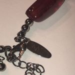 NY Deep Red Burgundy Shimmer Beaded Boho Chunky Retro Statement Necklace Photo 5