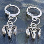 Handmade Y2K Silver Goats Hoop Earrings , Gothic Punk key Goat hoops earrings , grunge Emo Photo 0