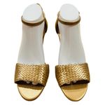 Cole Haan Gold Metallic Roalin Leather Weave Wedge Heels 9B NWOB Photo 1