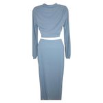 superdown  women's Lena Midi two piece ribbed set size XXS Dusty Blue Photo 3