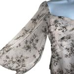 EXPRESS Light Pink Chiffon Floral With Silver Threading Blouse NWOT Size Small Photo 2