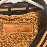 Blank NYC Sherpa Varsity Bomber Jacket Buttons Large Brown Black‎ Photo 2