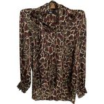 ZARA  WMN'S Animal Print Shirt‎ Flowy V-neck Top Blouse S NWOT Photo 8