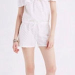 Madewell  White Off the Shoulder Swiss Dot Shorts Romper Size Small Photo 0