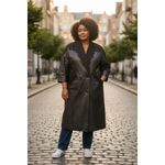 American Vintage Vintage Diana Marco 80s Woman’s Leather Trench Coat Black Witchy Grunge size 20 Photo 1