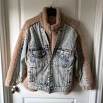 BLANK NYC Blue Denim Jacket with Tan Sherpa Lining Photo 4