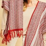 Entro Geometric‎ Pattern Fringe Poncho Photo 10