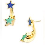Zimmermann NWOT  Gold Star Earrings with Blue and Green Photo 6